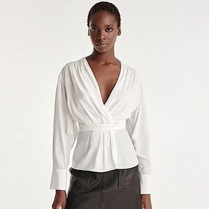 The Kooples White Flowy Cross Top Long Sleeved Blouse - NWT!